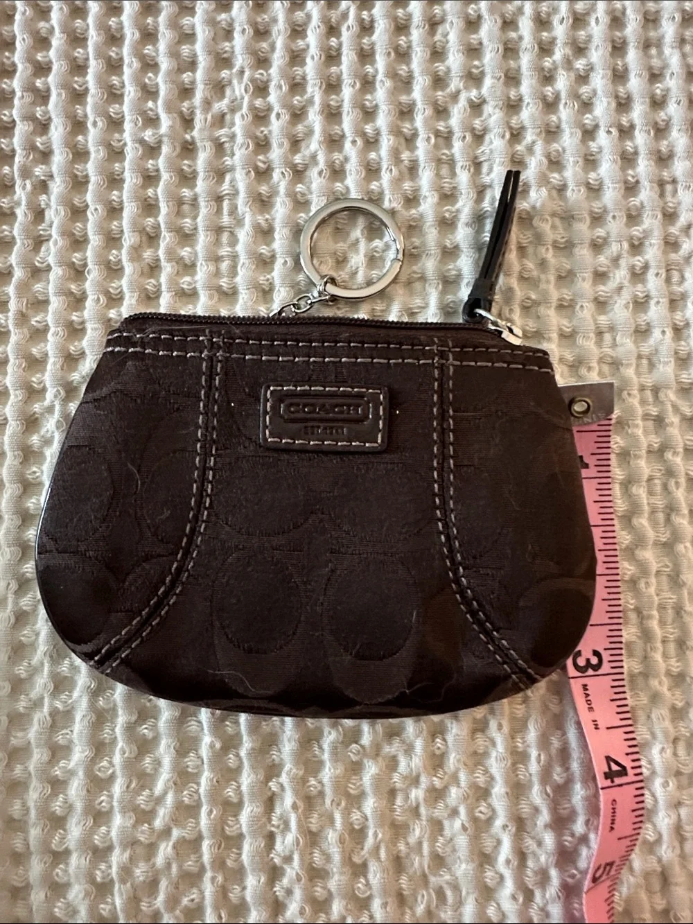 Y2K NWOT Coach mini pouch in dark brown signature jacquard.